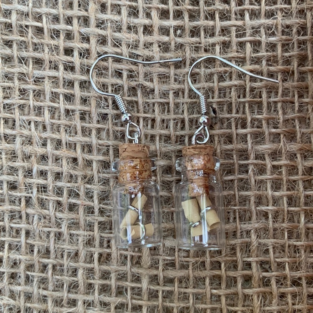 Nwt Handmade Message in a Bottle Earrings